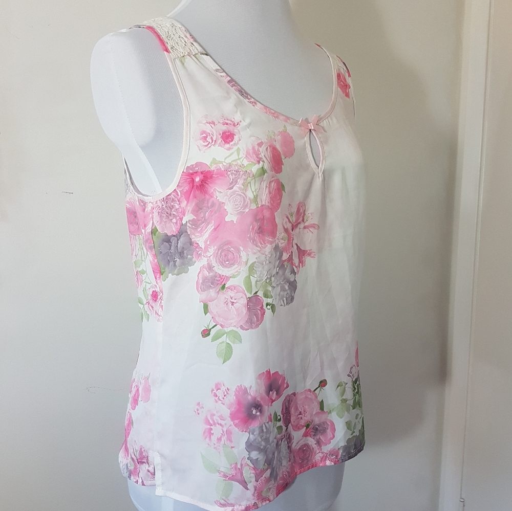 La Vie En Rose Pink Rose Sleep Tank Top